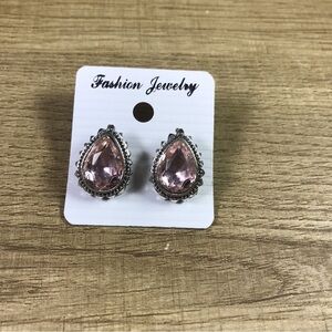 Vintage Silver and Pink Teardrop Earrings